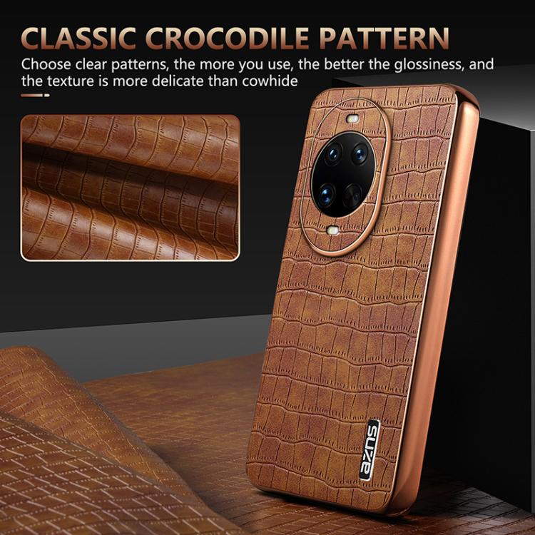For Huawei nova 14 Ultra AZNS Electroplated Frame Crocodile Texture Full Coverage Phone Case