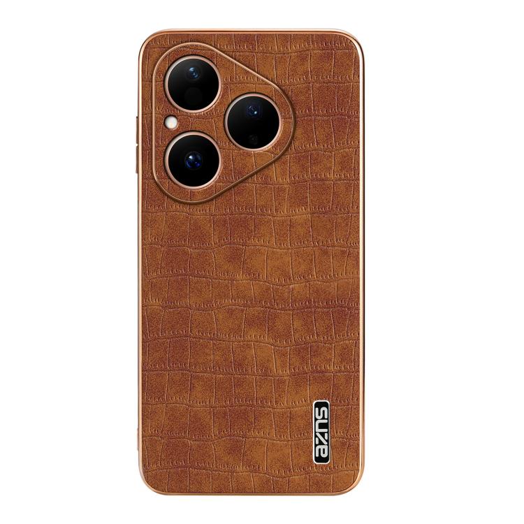 For Huawei Pura 80 5G AZNS Electroplated Frame Crocodile Texture Full Coverage Phone Case