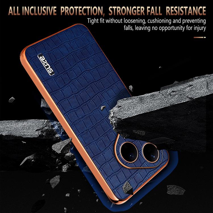 For Huawei Pura 80 5G AZNS Electroplated Frame Crocodile Texture Full Coverage Phone Case