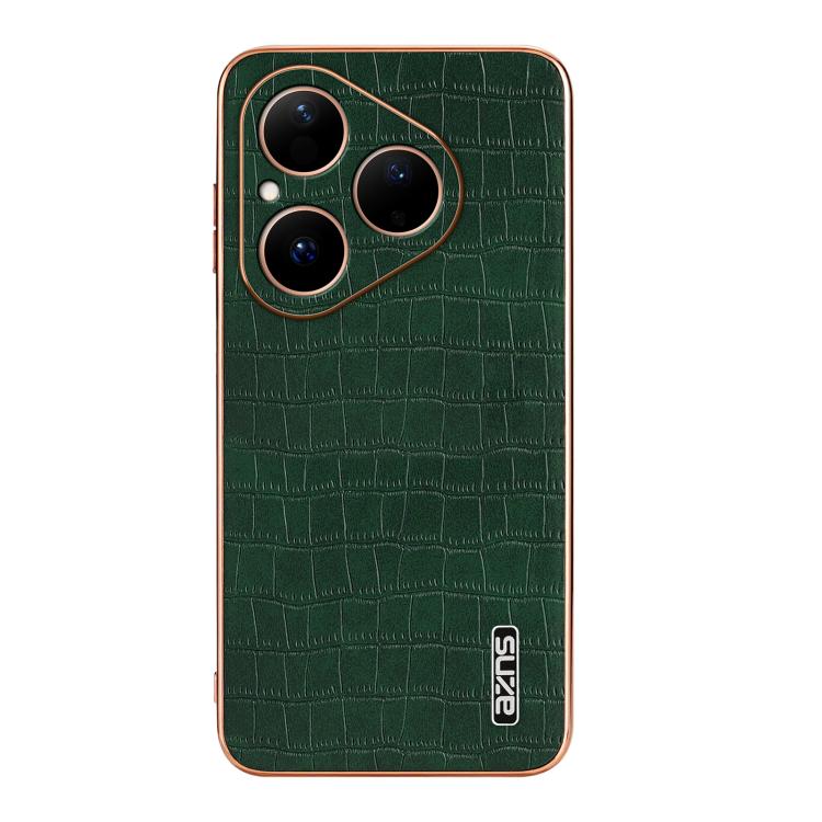 For Huawei Pura 80 5G AZNS Electroplated Frame Crocodile Texture Full Coverage Phone Case