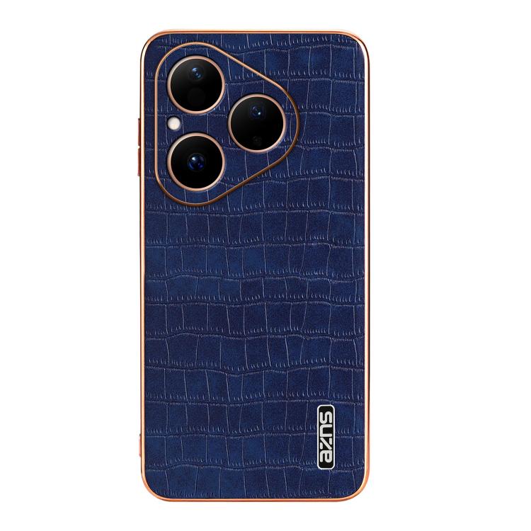 For Huawei Pura 80 5G AZNS Electroplated Frame Crocodile Texture Full Coverage Phone Case