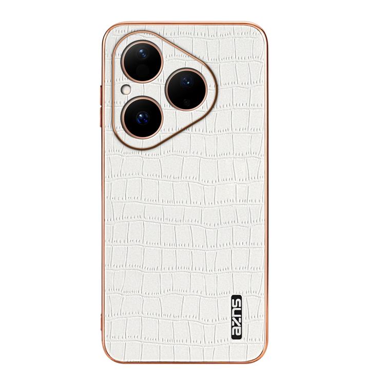 For Huawei Pura 80 5G AZNS Electroplated Frame Crocodile Texture Full Coverage Phone Case