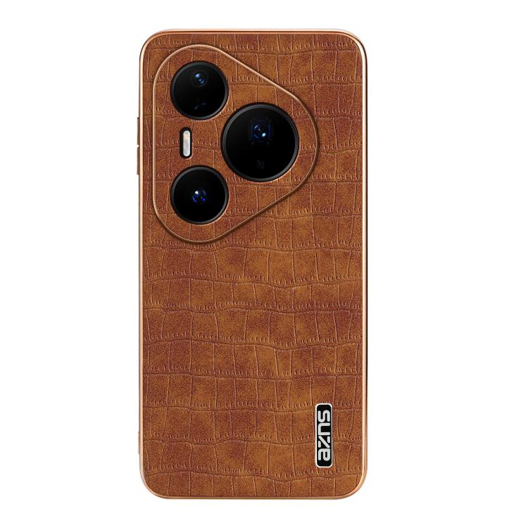 For Huawei Pura 80 Pro+ 5G AZNS Electroplated Frame Crocodile Texture Full Coverage Phone Case
