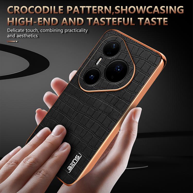 For Huawei Pura 80 Pro+ 5G AZNS Electroplated Frame Crocodile Texture Full Coverage Phone Case