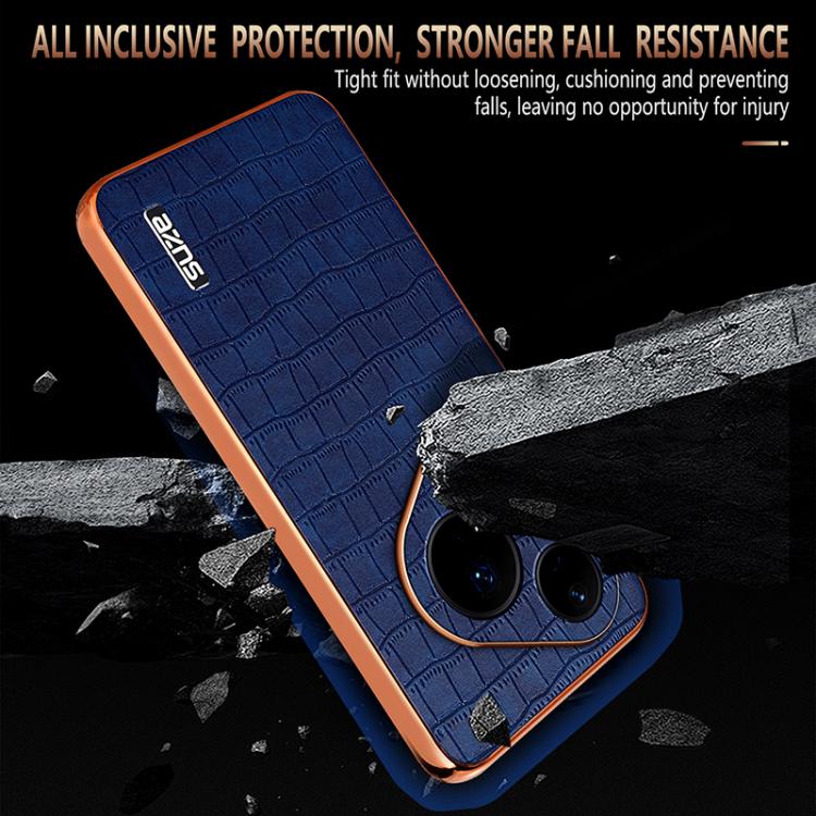 For Huawei Pura 80 Pro+ 5G AZNS Electroplated Frame Crocodile Texture Full Coverage Phone Case