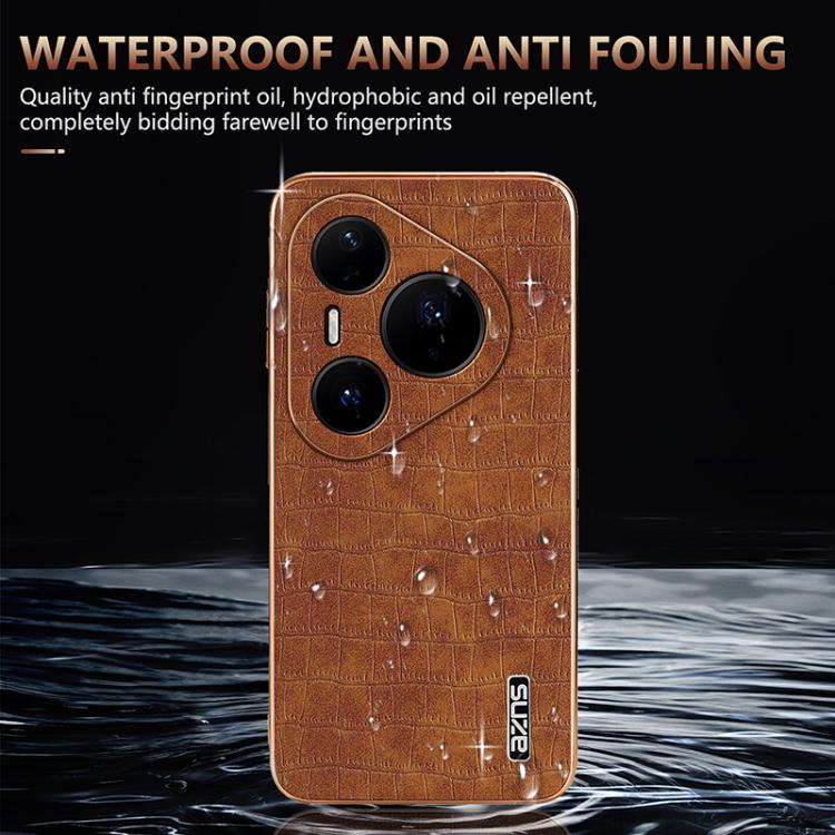For Huawei Pura 80 Pro+ 5G AZNS Electroplated Frame Crocodile Texture Full Coverage Phone Case