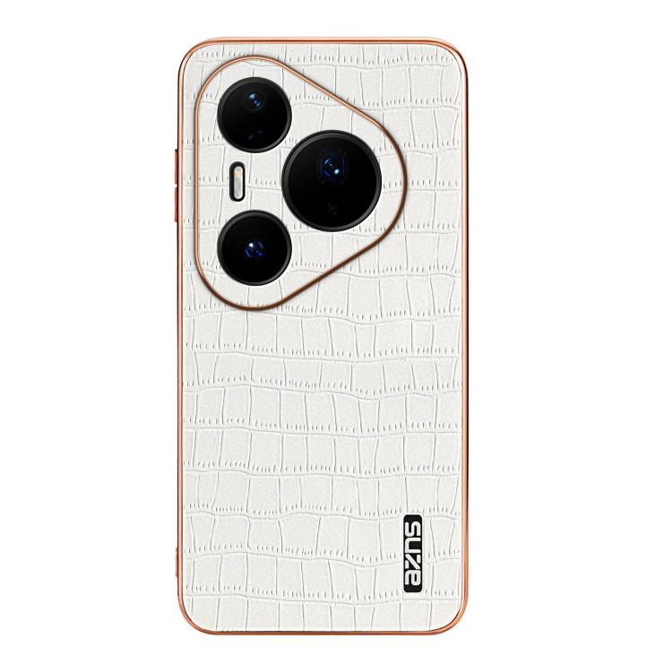 For Huawei Pura 80 Pro+ 5G AZNS Electroplated Frame Crocodile Texture Full Coverage Phone Case