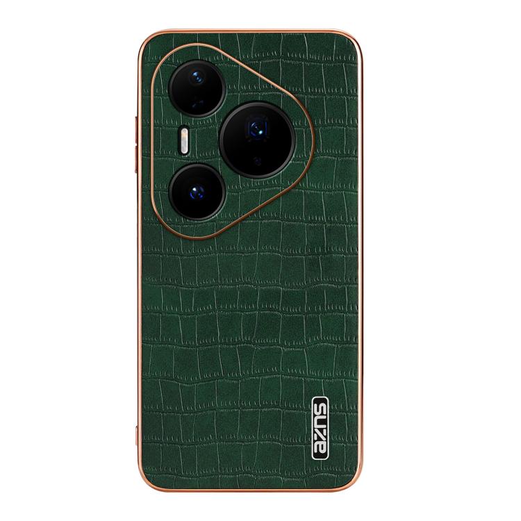 For Huawei Pura 80 Ultra 5G AZNS Electroplated Frame Crocodile Texture Full Coverage Phone Case