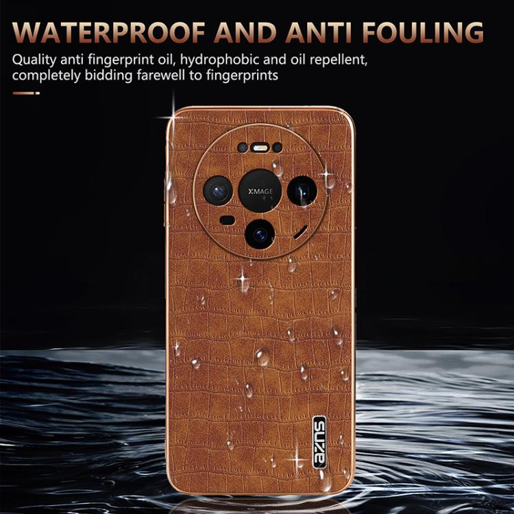 For Huawei Mate 80 / Mate 80 Pro AZNS Electroplated Frame Crocodile Texture Full Coverage Phone Case