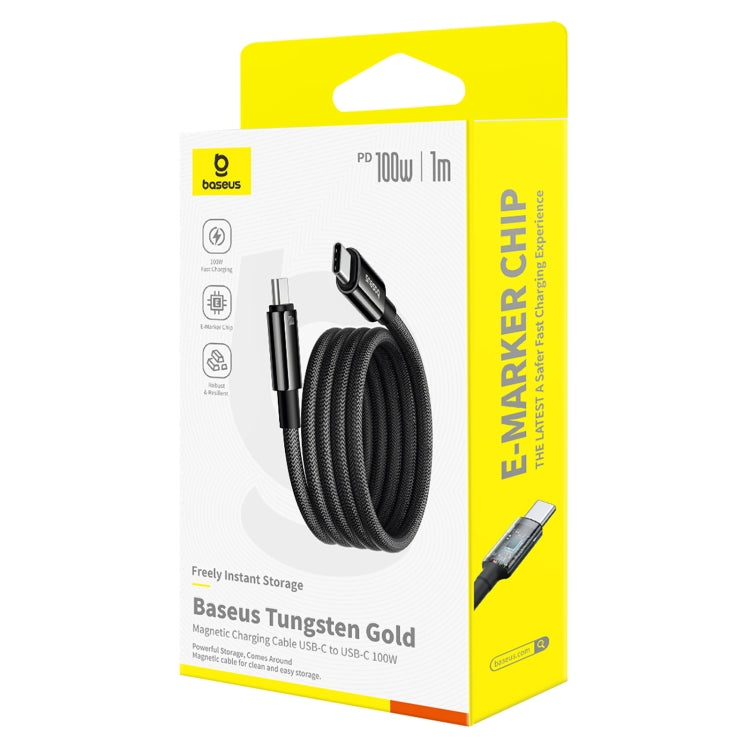 Baseus Tungsten Gold 1m 100W USB-C / Type-C to Type-C Magnetic Charging Cable - Black