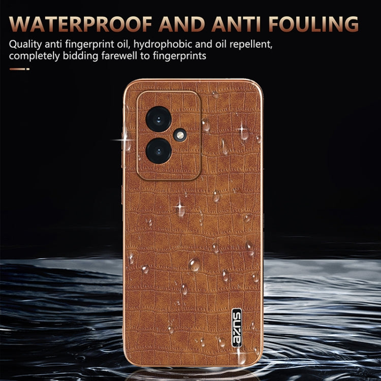 For Honor 100 AZNS Electroplated Frame Crocodile Texture Full Coverage Phone Case