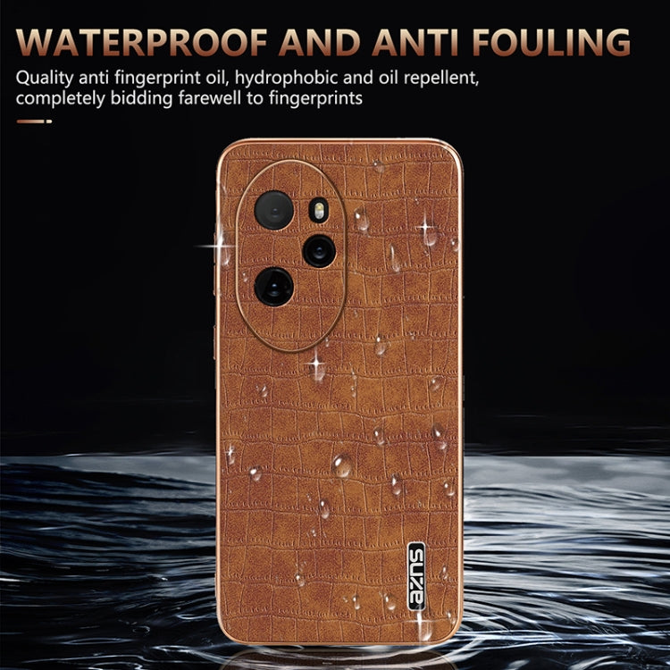 For Honor 100 Pro AZNS Electroplated Frame Crocodile Texture Full Coverage Phone Case