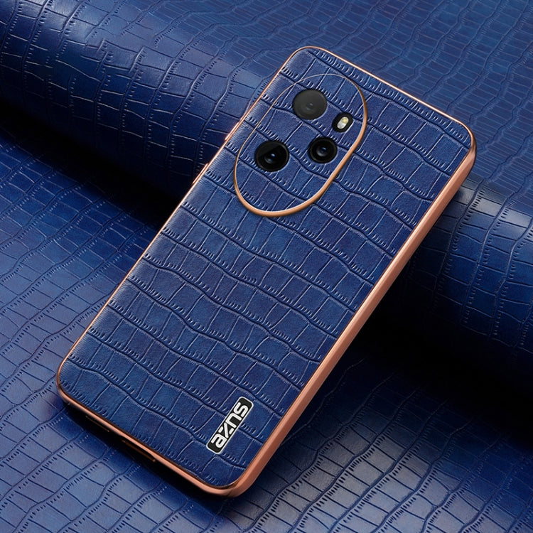 For Honor 100 Pro AZNS Electroplated Frame Crocodile Texture Full Coverage Phone Case
