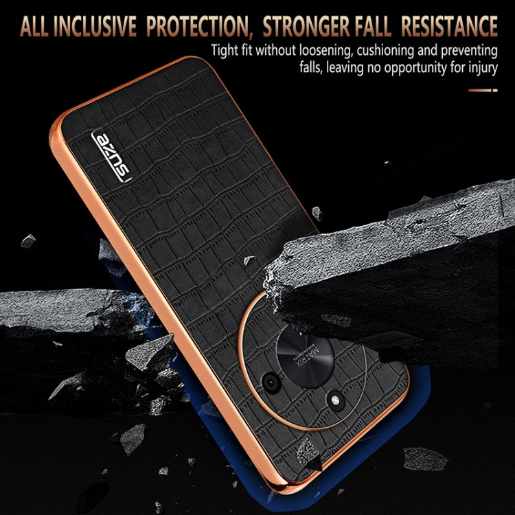 For Honor X50 / X50 Pro / X50 GT AZNS Electroplated Frame Crocodile Texture Full Coverage Phone Case