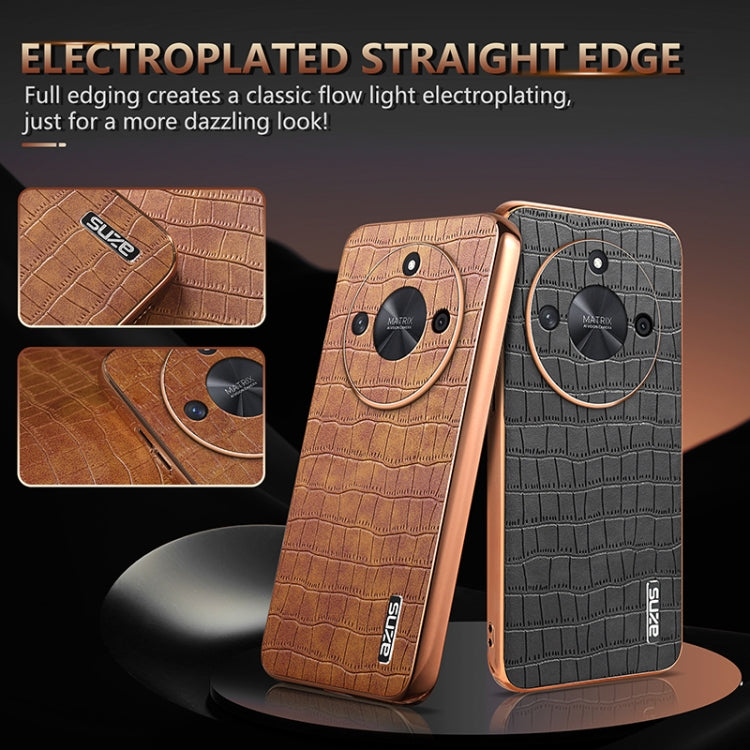 For Honor X50 / X50 Pro / X50 GT AZNS Electroplated Frame Crocodile Texture Full Coverage Phone Case