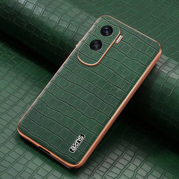 For Honor X50i / 90 Lite AZNS Electroplated Frame Crocodile Texture Full Coverage Phone Case