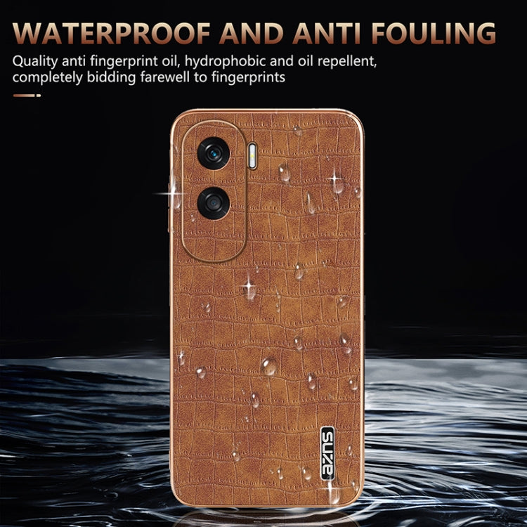 For Honor X50i / 90 Lite AZNS Electroplated Frame Crocodile Texture Full Coverage Phone Case