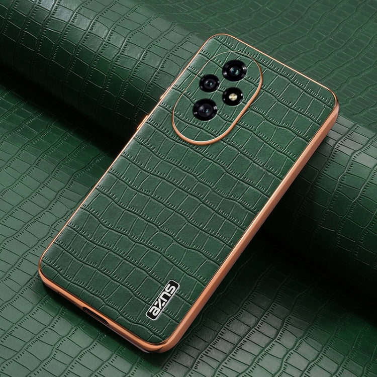 For Honor 200 Pro AZNS Electroplated Frame Crocodile Texture Full Coverage Phone Case