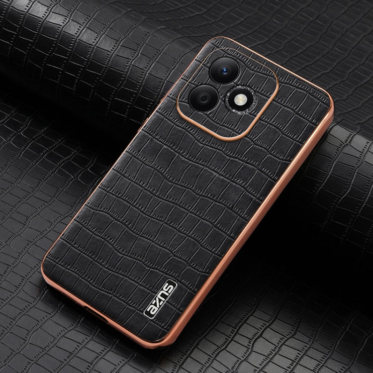 For Honor X60i AZNS Electroplated Frame Crocodile Texture Full Coverage Phone Case
