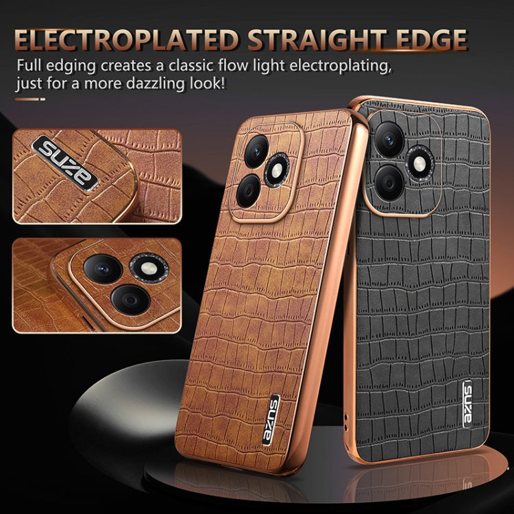 For Honor X60i AZNS Electroplated Frame Crocodile Texture Full Coverage Phone Case