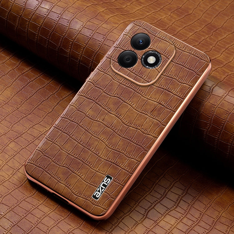 For Honor X60i AZNS Electroplated Frame Crocodile Texture Full Coverage Phone Case