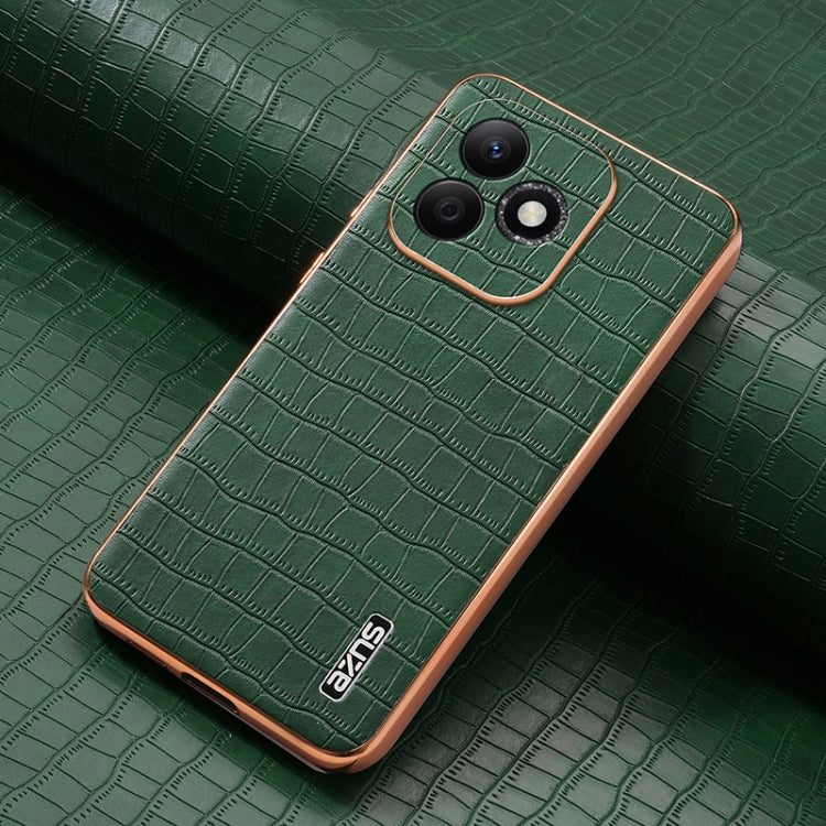 For Honor X60i AZNS Electroplated Frame Crocodile Texture Full Coverage Phone Case