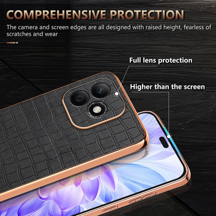 For Honor X60i AZNS Electroplated Frame Crocodile Texture Full Coverage Phone Case