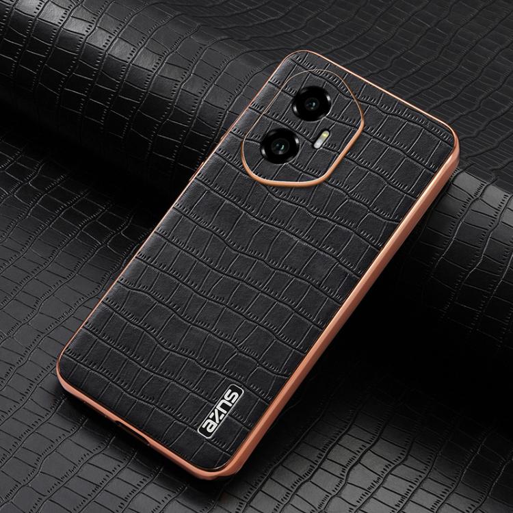 For Honor 300 AZNS Electroplated Frame Crocodile Texture Full Coverage Phone Case