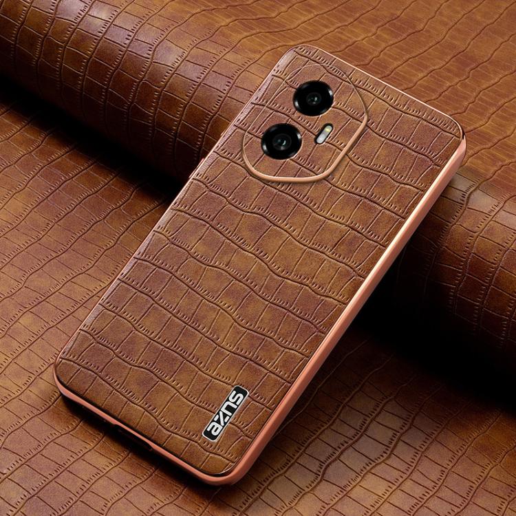 For Honor 300 AZNS Electroplated Frame Crocodile Texture Full Coverage Phone Case