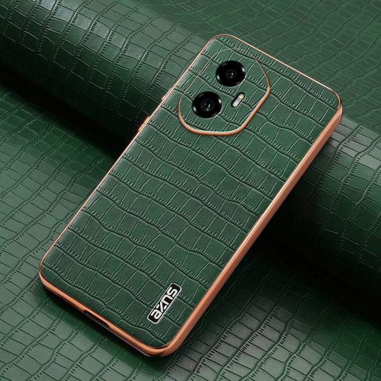 For Honor 300 AZNS Electroplated Frame Crocodile Texture Full Coverage Phone Case