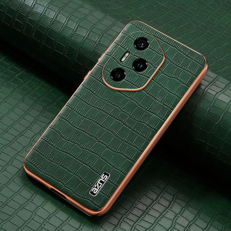 For Honor 300 Pro AZNS Electroplated Frame Crocodile Texture Full Coverage Phone Case