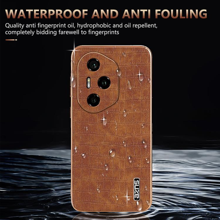 For Honor 300 Pro AZNS Electroplated Frame Crocodile Texture Full Coverage Phone Case