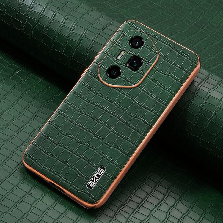 For Honor 300 Ultra AZNS Electroplated Frame Crocodile Texture Full Coverage Phone Case