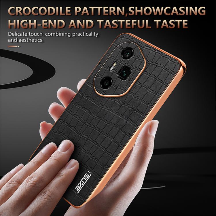 For Honor 300 Ultra AZNS Electroplated Frame Crocodile Texture Full Coverage Phone Case