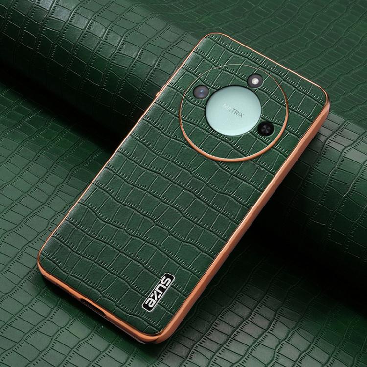 For Honor X60 AZNS Electroplated Frame Crocodile Texture Full Coverage Phone Case