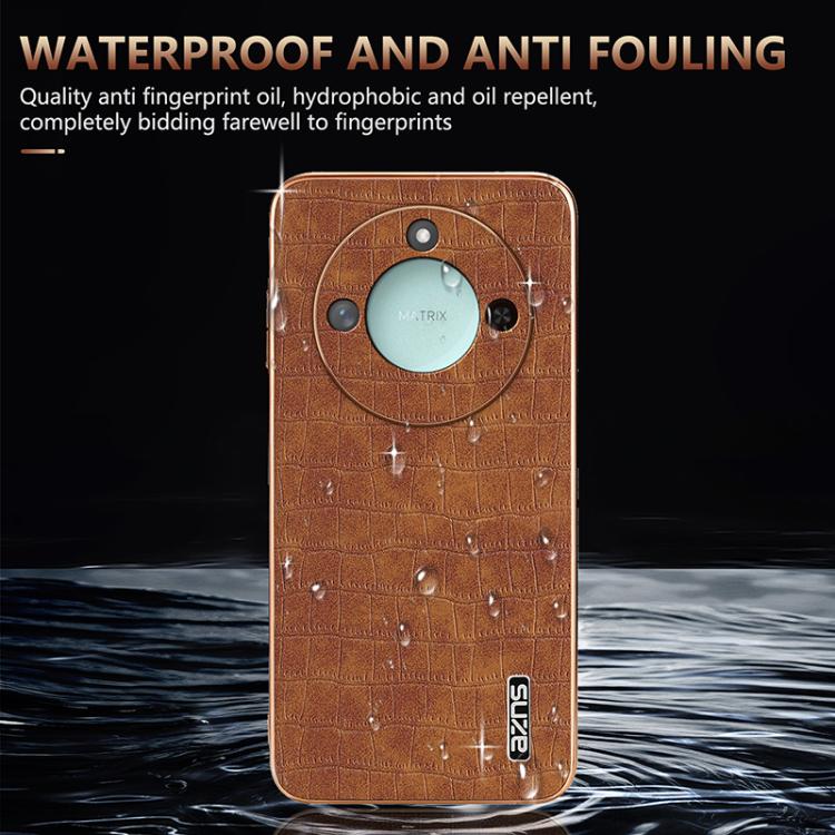 For Honor X60 AZNS Electroplated Frame Crocodile Texture Full Coverage Phone Case