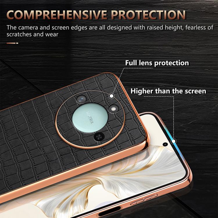 For Honor X60 AZNS Electroplated Frame Crocodile Texture Full Coverage Phone Case