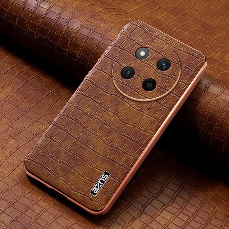 For Honor X60 Pro AZNS Electroplated Frame Crocodile Texture Full Coverage Phone Case
