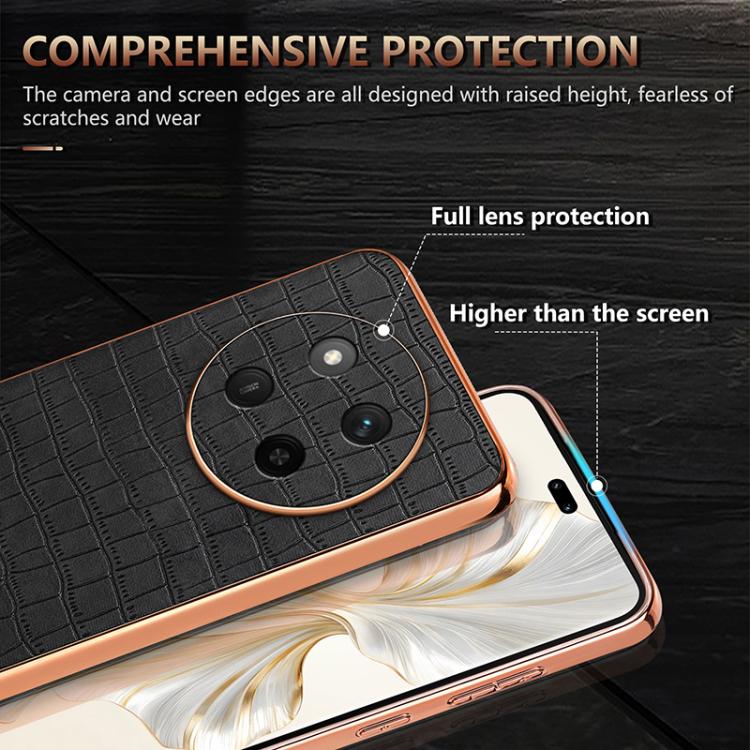 For Honor X60 Pro AZNS Electroplated Frame Crocodile Texture Full Coverage Phone Case