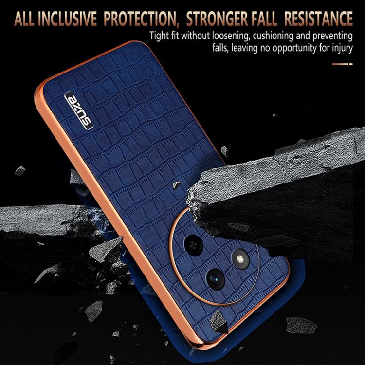 For Honor X60 Pro AZNS Electroplated Frame Crocodile Texture Full Coverage Phone Case
