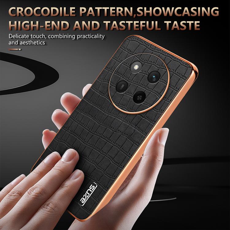 For Honor X60 Pro AZNS Electroplated Frame Crocodile Texture Full Coverage Phone Case