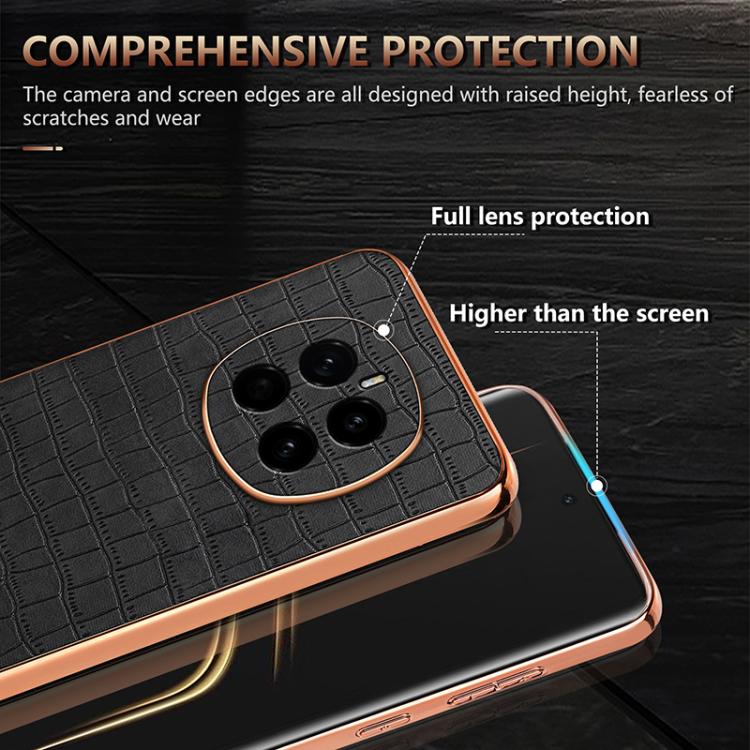For Honor Magic7 AZNS Electroplated Frame Crocodile Texture Full Coverage Phone Case