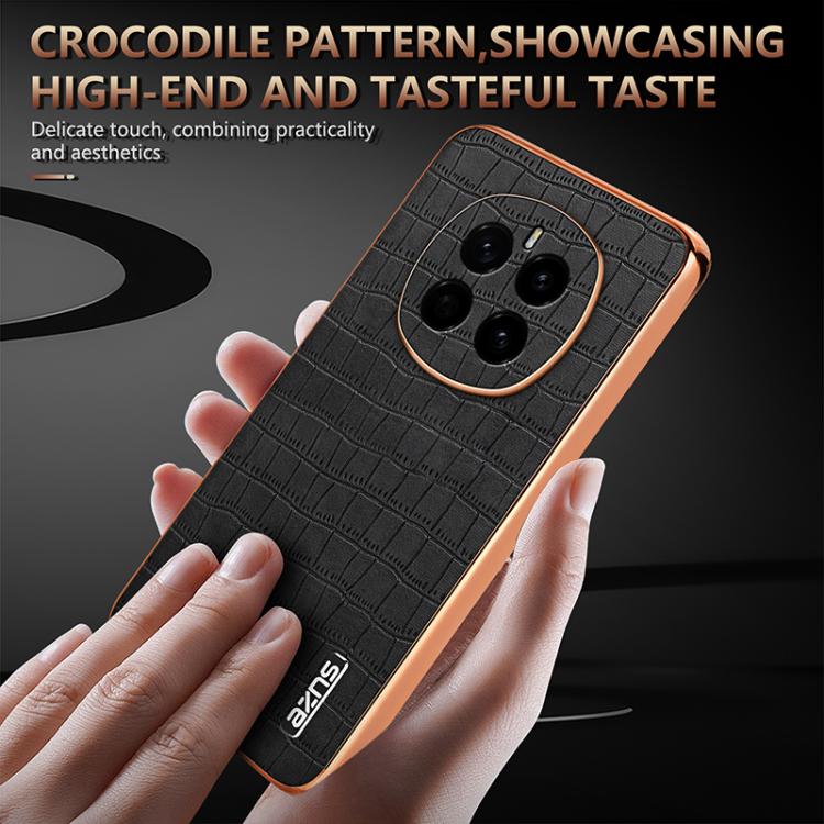 For Honor Magic7 AZNS Electroplated Frame Crocodile Texture Full Coverage Phone Case