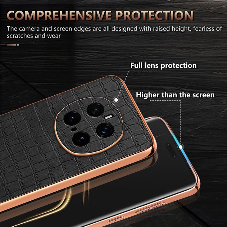 For Honor Magic7 Pro AZNS Electroplated Frame Crocodile Texture Full Coverage Phone Case