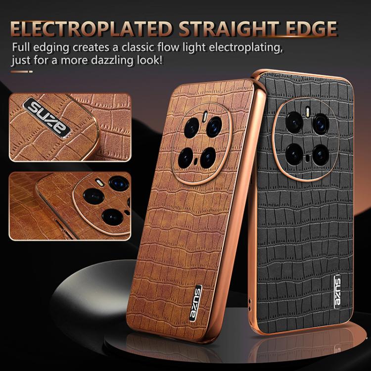 For Honor Magic7 Pro AZNS Electroplated Frame Crocodile Texture Full Coverage Phone Case