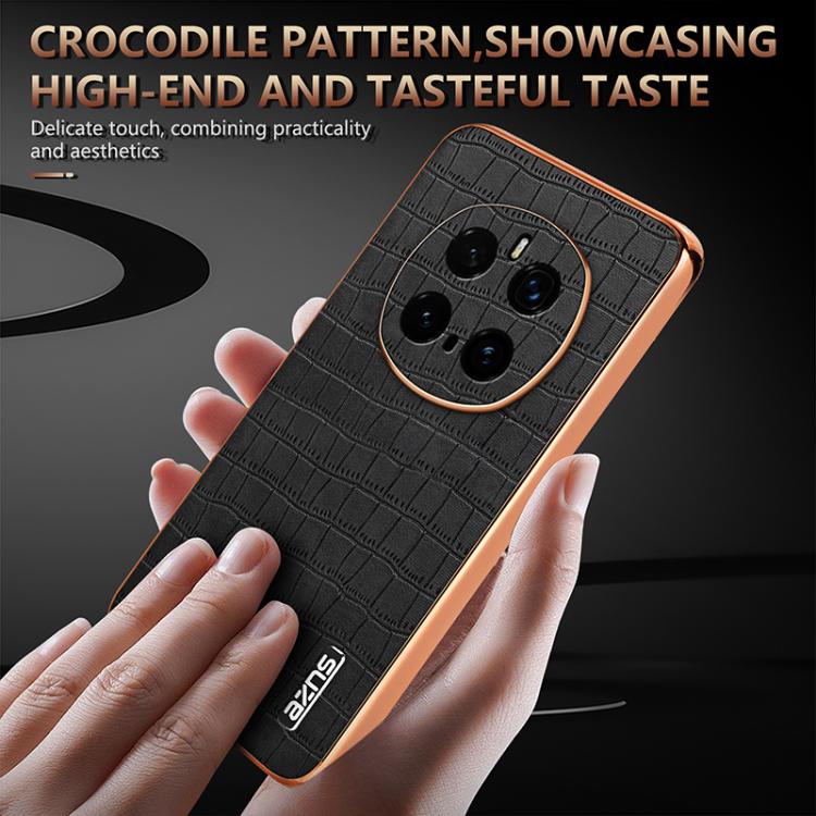 For Honor Magic7 Pro AZNS Electroplated Frame Crocodile Texture Full Coverage Phone Case