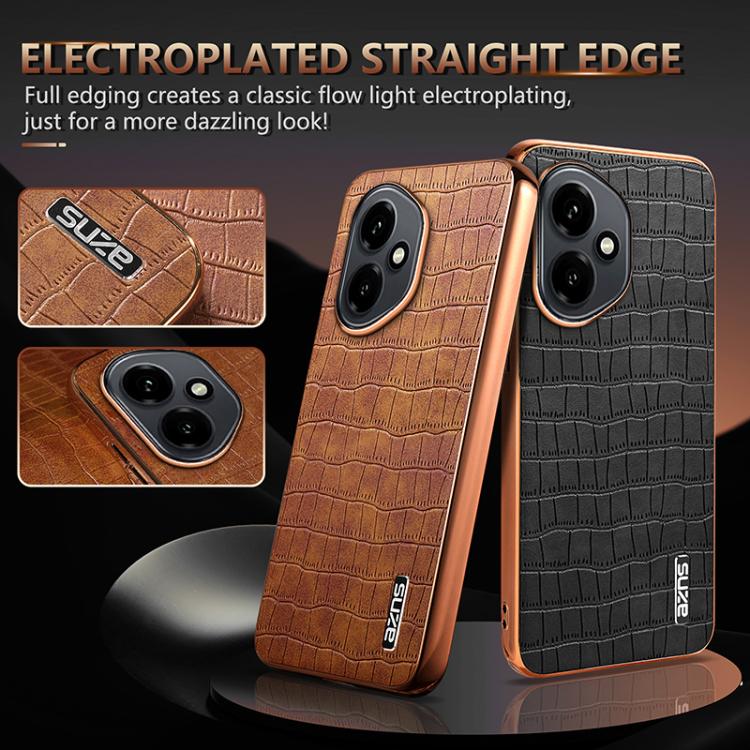 For Honor 400 Global 156.5mm AZNS Electroplated Frame Crocodile Texture Full Coverage Phone Case