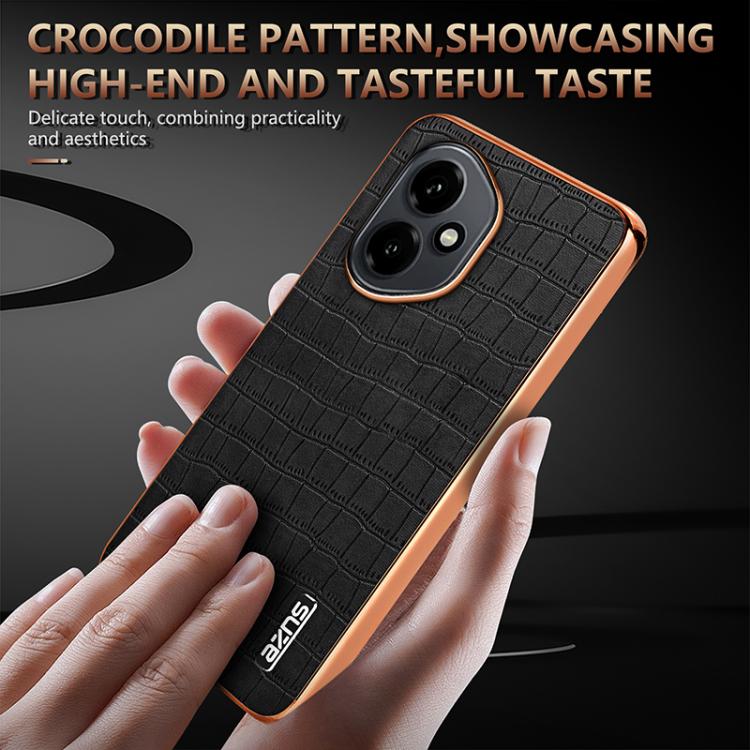 For Honor 400 Global 156.5mm AZNS Electroplated Frame Crocodile Texture Full Coverage Phone Case