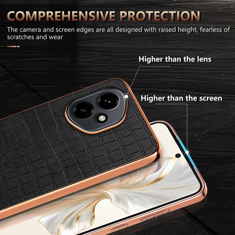 For Honor 400 Global 156.5mm AZNS Electroplated Frame Crocodile Texture Full Coverage Phone Case