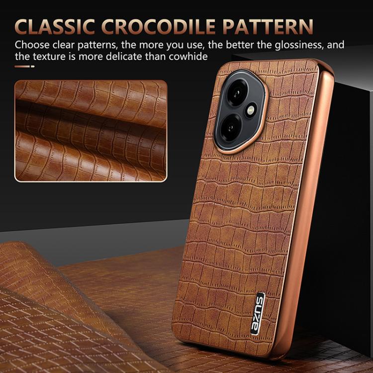 For Honor 400 Global 156.5mm AZNS Electroplated Frame Crocodile Texture Full Coverage Phone Case